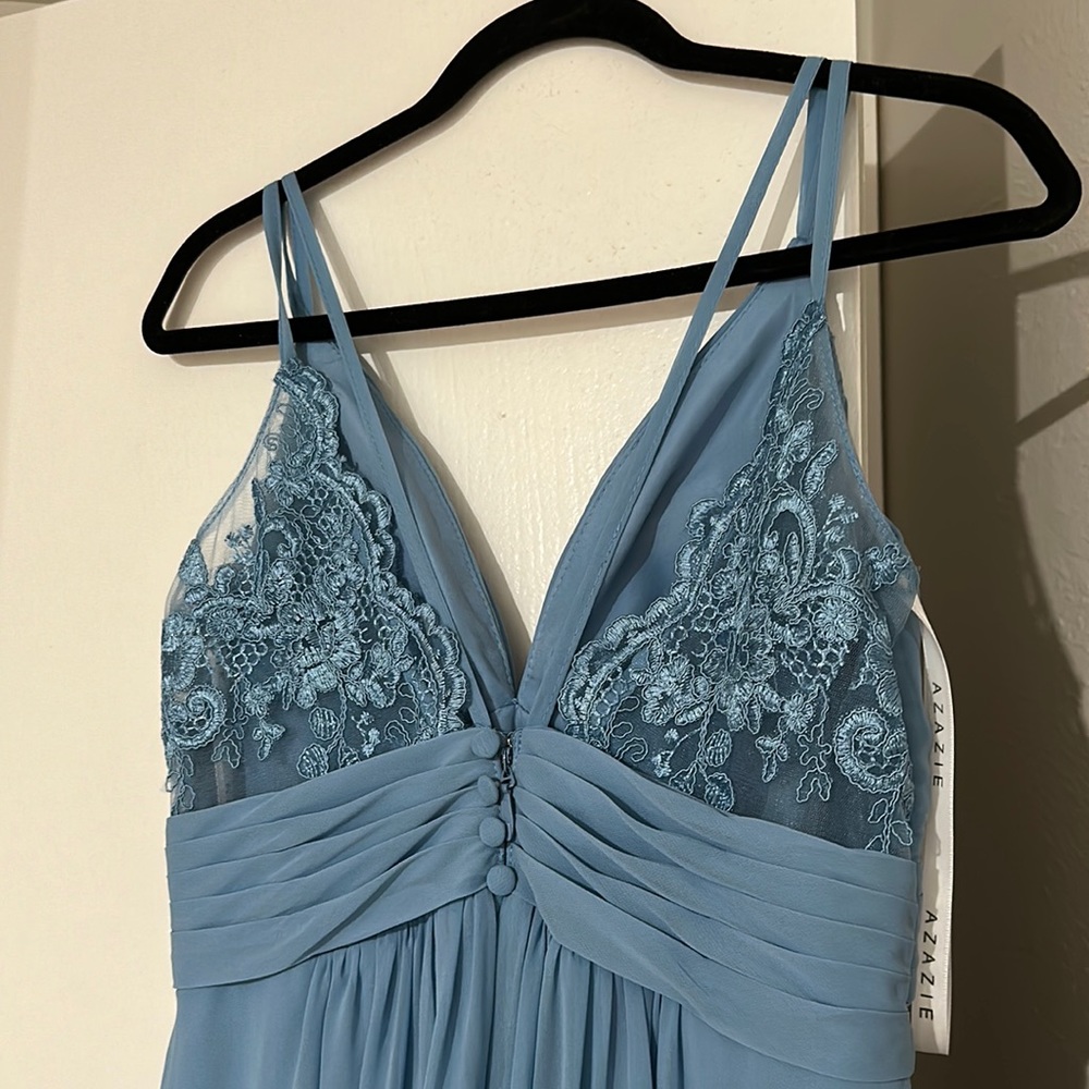 Steel blue bridesmaid dress 100% polyester